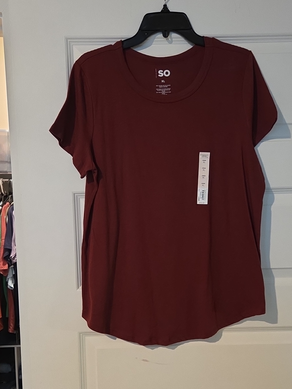 SO Women's Short Sleeve Crewneck Tee in Deep Wine
